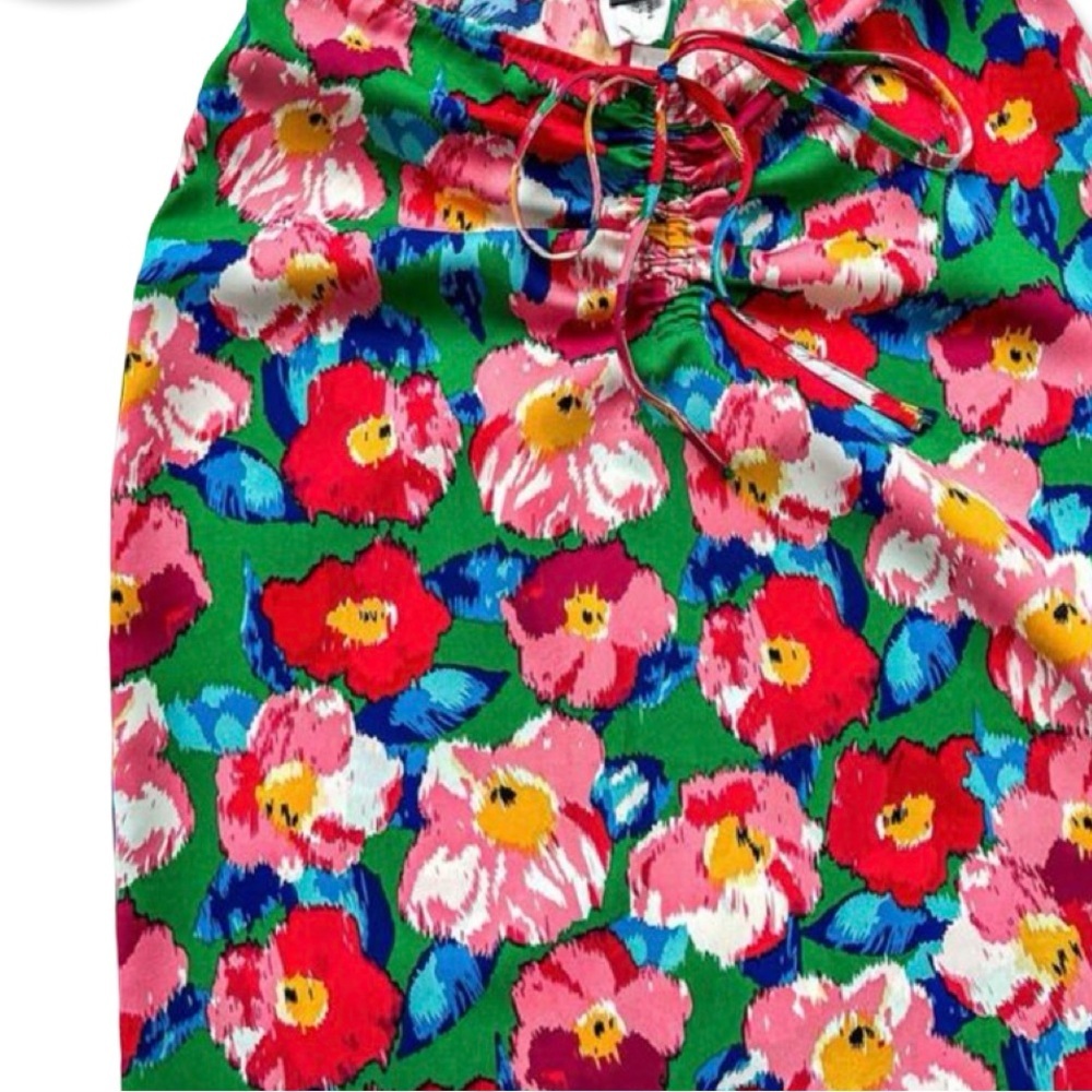 Colorful Floral Maxi Skirt + Top Set | Adjustable Top / Ruched Skirt | S | NWOT - Picture 3 of 7